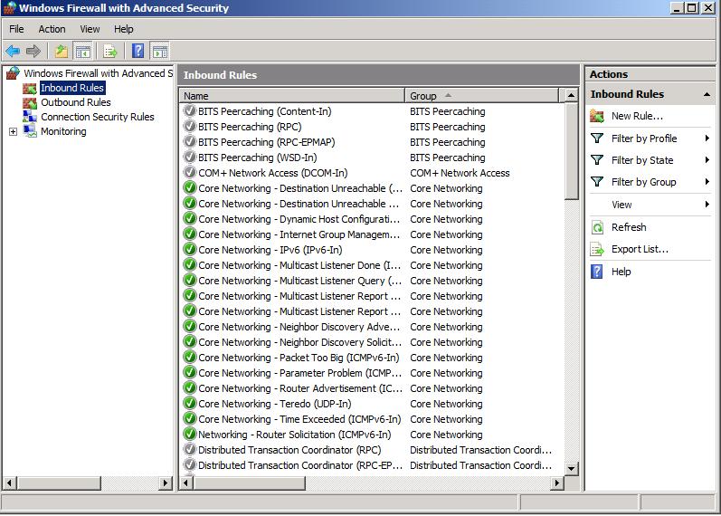 firewall port inbound windows terminal server