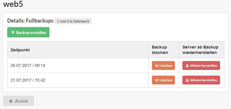 Übersicht Fullbackups Übersicht Fullbackup deiner Virtual Server im Webinterface