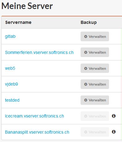 Übersicht Virtual Server Übersicht deiner Virtual Server im Webinterface