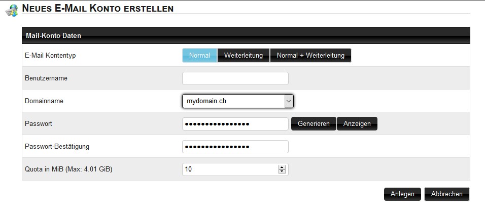 E-Mail hinzufügen